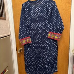 Srishti Navy Kurta with White Patterns